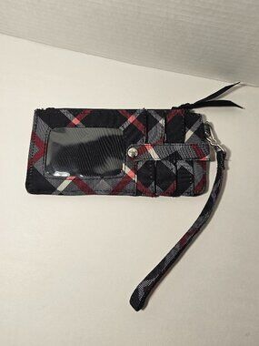 NWOT Vera Bradley Ultimate Card Case Paris Plaid Black Red White